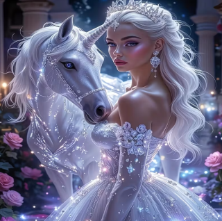 Diamond Painting Prinzessin mit ihrem Einhorn
